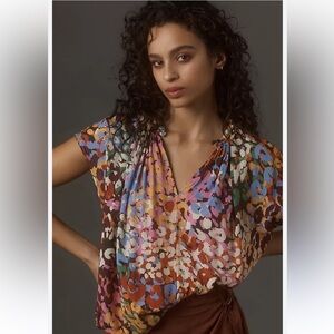 Velvet by Graham & Spencer Floral Blouse Colourful Sleeveless Top, Size Large